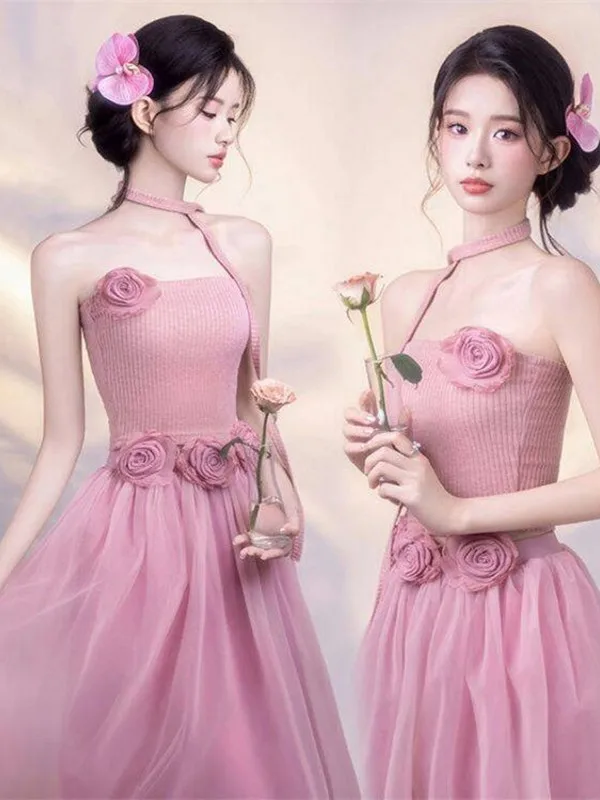 

Sweet Pink Korean Style Photography Clothing for Girls Artistic Portrait Photography Studio New Fashionable Personalized Dress