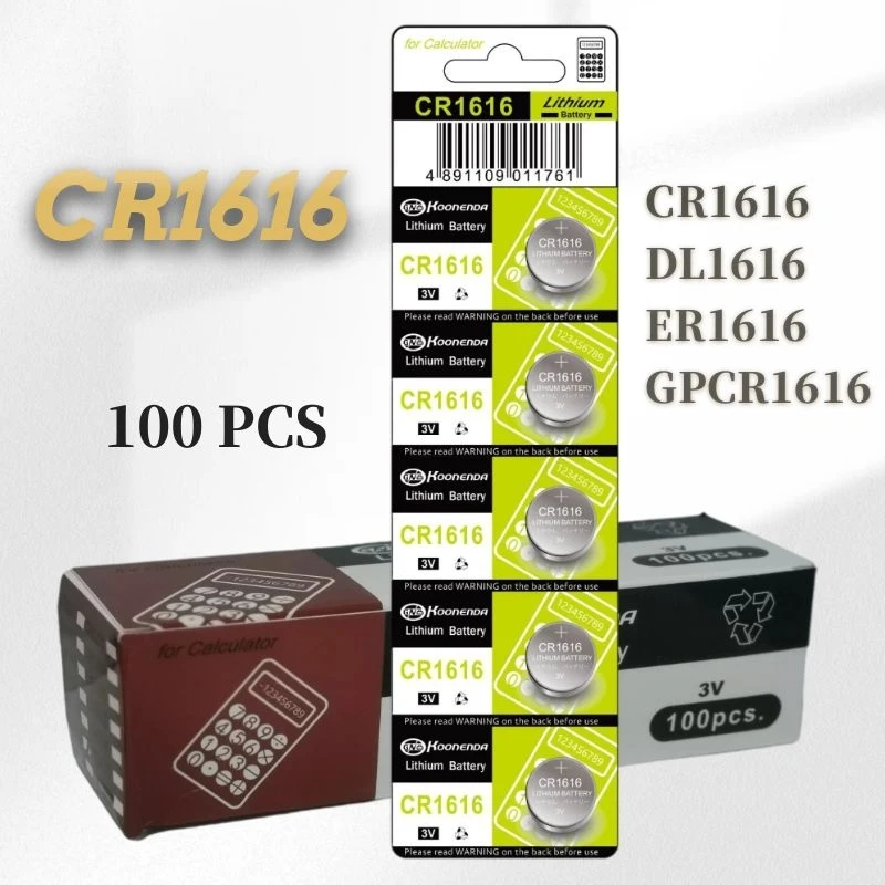 100Pcs CR1616 3V Lithium Batteries Environmental Protection Button Battery for Car Alarm Remote Key