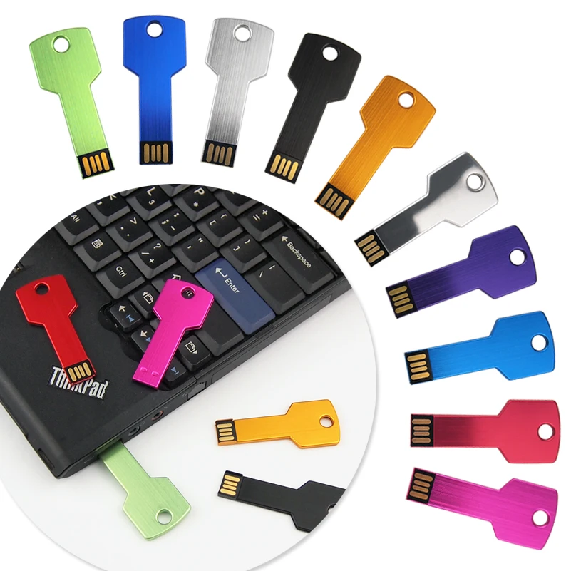 고속 펜 드라이브 메모리, 금속 키 USB 플래시 드라이브, 자동차 스틱 펜, 128GB, 4GB, 8GB, 16GB, 32GB, 64GB