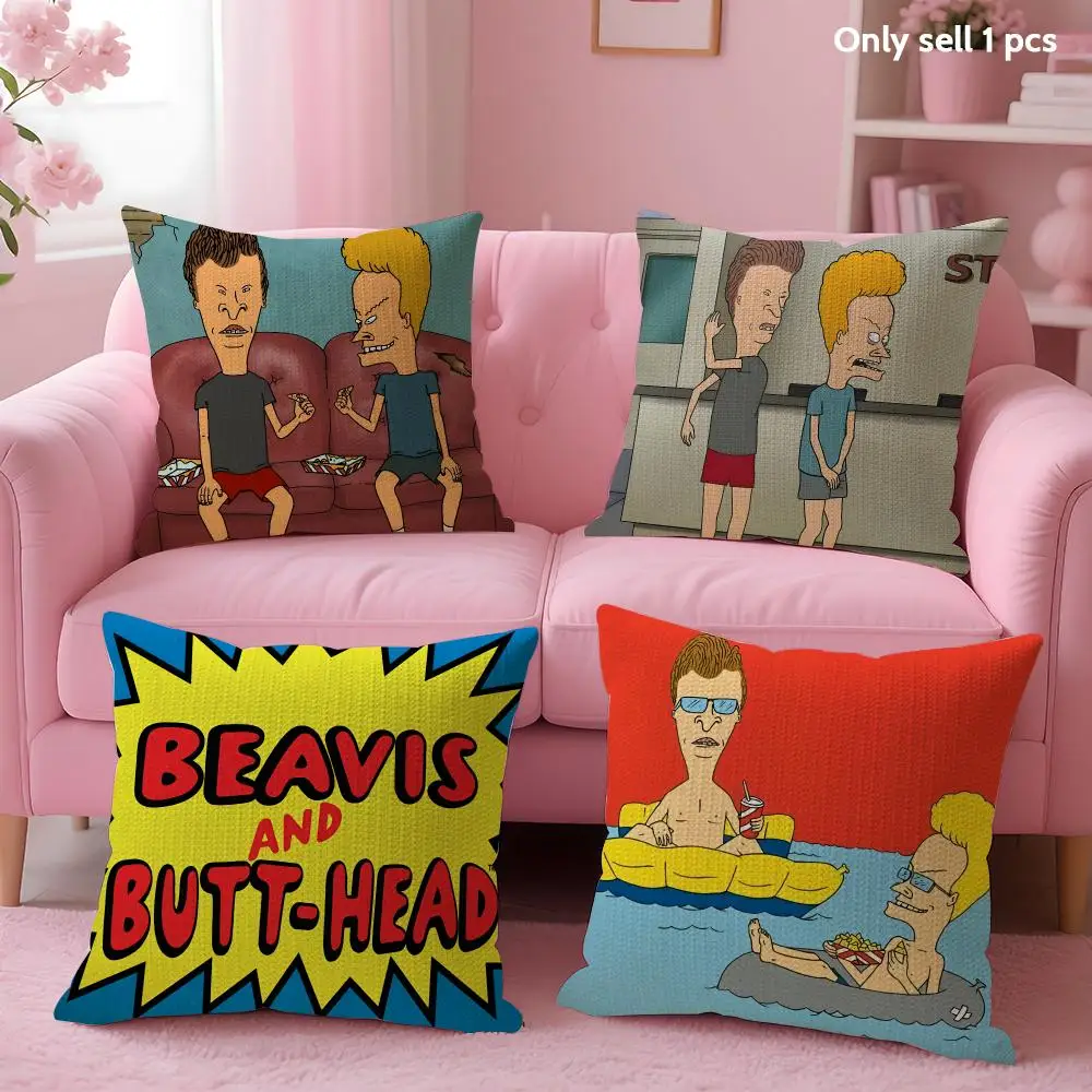 Funny B-Beavis And BUTT-HEAD Cushion Cover Decorative Linen Throw Pillow Case Soft For Bed Sofa Car Home Decor