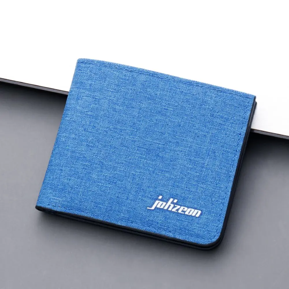 Simple Small Canvas Multi-functional Men Short Wallet Mini Coin Purse Card Holder