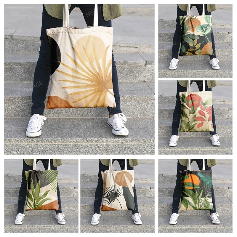 Canvas shoulder bag organization storage Handbags cosmetics travel Women's bag Shopping Fabric pouch nordic boho Customizable