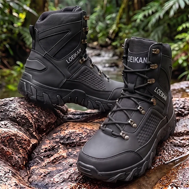 Herren High-Cut Taktische Stiefel PU-Mesh Rutschfeste Dicke Sohle Outdoor-Knöchelstiefel für Männer – Detail 9
