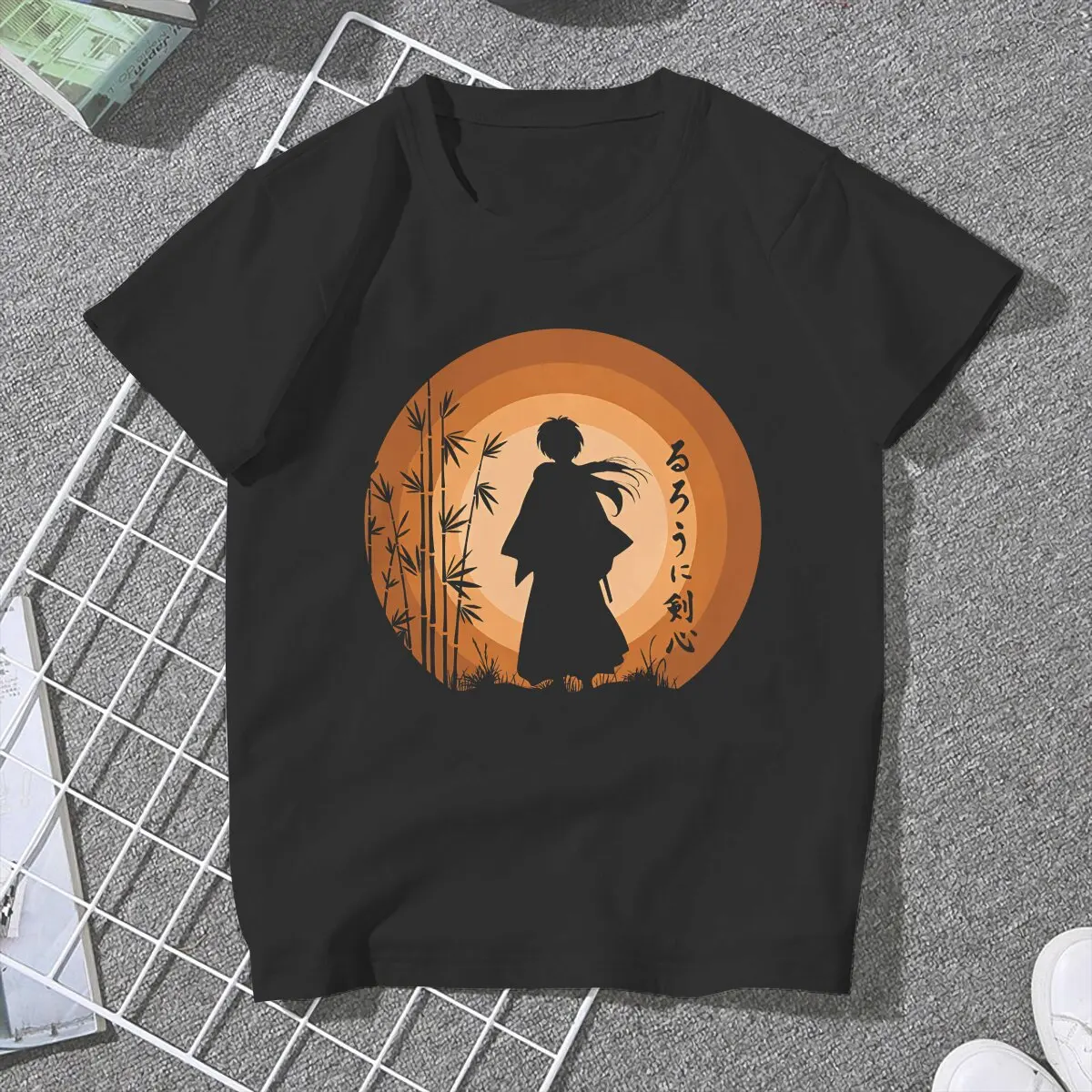 The Lone Samurai Cute Girls Women T-Shirt Rurouni Kenshin Manga Blusas Harajuku Casual Short Sleeve Vintage Tops