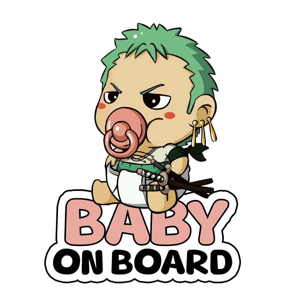 One Piece Monkey D. Luffy Baby an Bord Aufkleber Kinder im Auto Anime Autoaufkleber Roronoa Zoro Baby Aufkleber