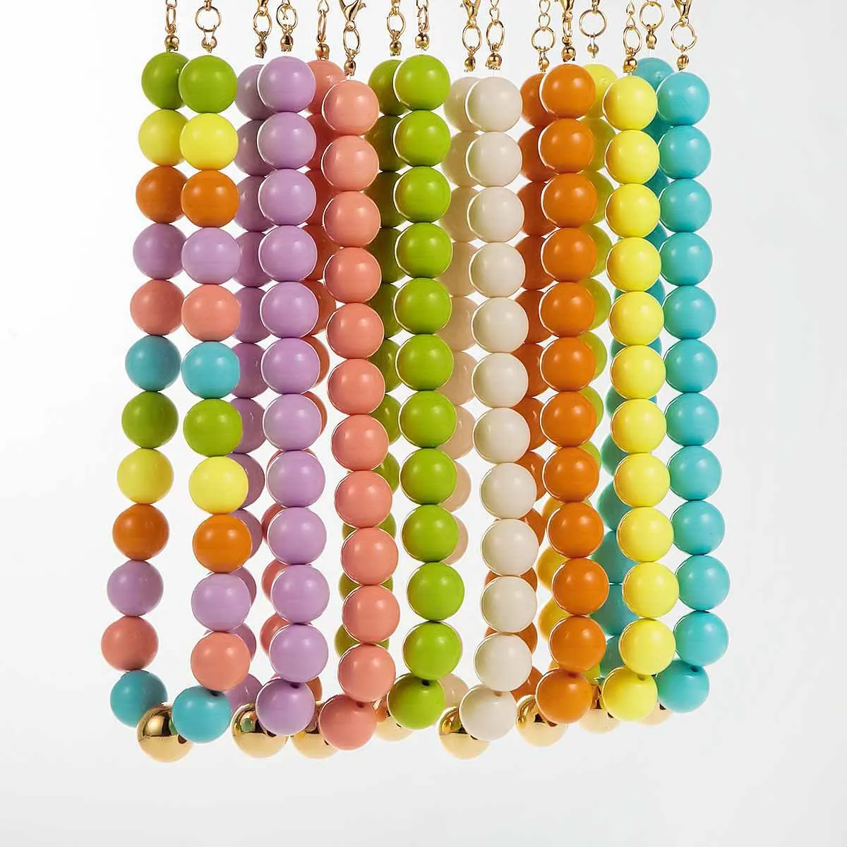 Fashion Multicolored Thick Round Beads Necklace for Women Boho Summer Beach Beading Choker Handmade Collar Jewelry Party Gifts