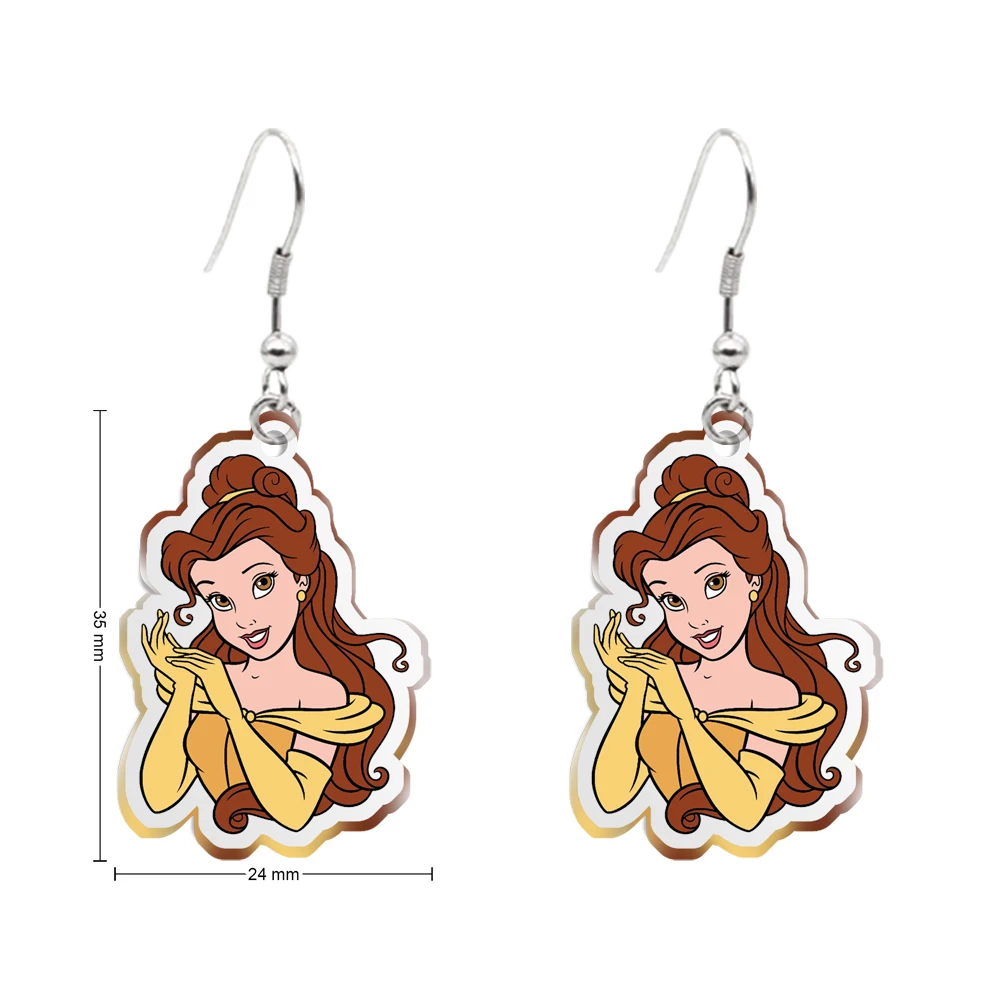 Disney Beauty and the Beast Pendant Earrings Design Drop Earrings Transparent Acrylic Women Girl Gifts Jewelry Accessories