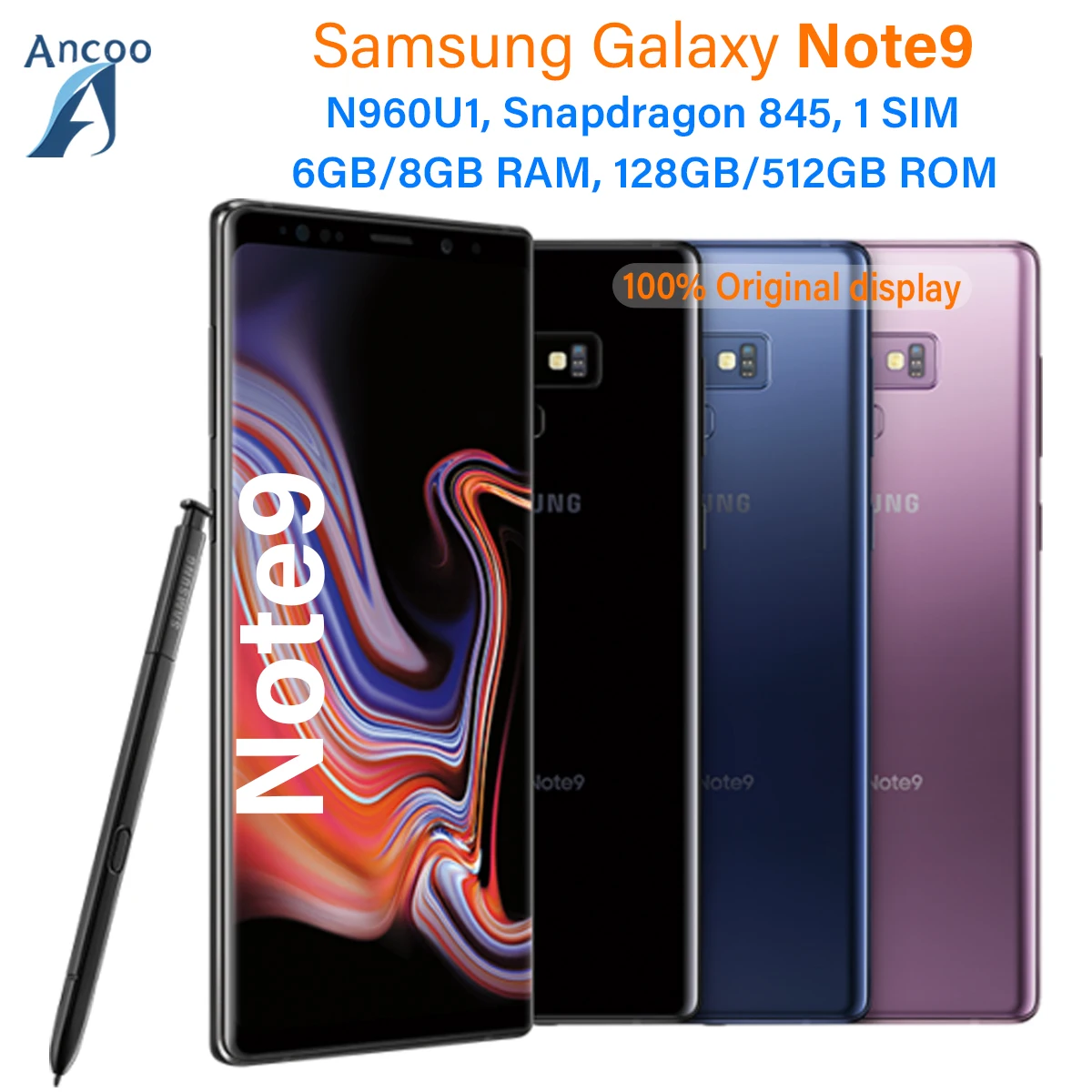 Samsung Galaxy Note9 Note 9 N960U1 128GB/512GB ROM 6GB/8GB RAM Snapdragon 845  Octa Core 6.4