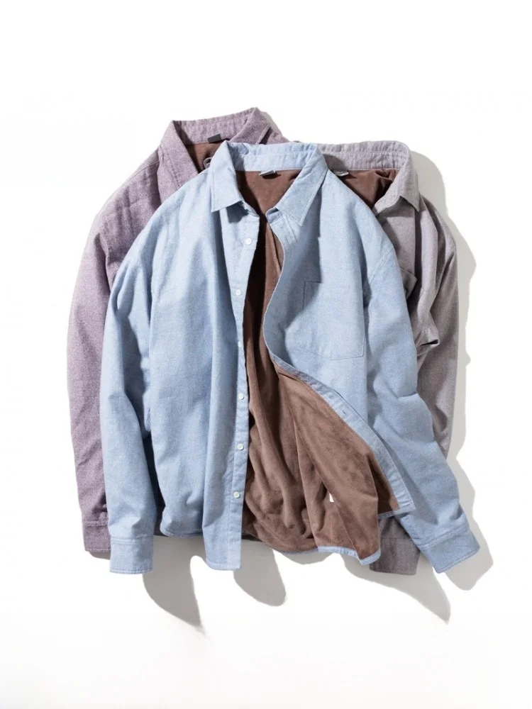 

Thiened Long Sve Pure Cotton Flannel irt for Middle-Aged And ly Men Autumn Winter Faion Casual Sle andpa irt