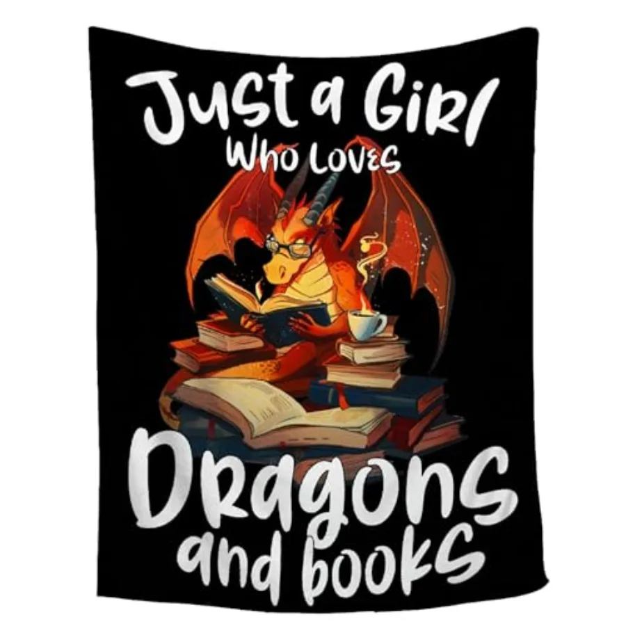 

Dragon Blanket Gift for Woman Man Girls Book Dragon Gift for Dragon Lovers Soft Flannel Blanket for Living Room Sofa Couch Deco