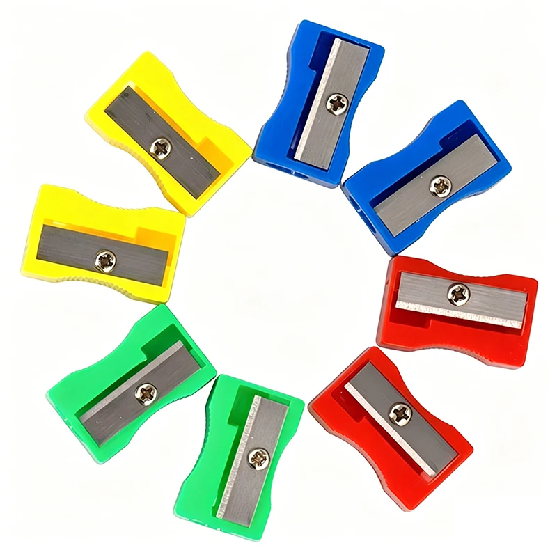 Mini Pencil Sharpener Colored Single Hole Rectangular Plastic Teaching Incentive Supplies Manual Turning Pencil Sharpe TMZ