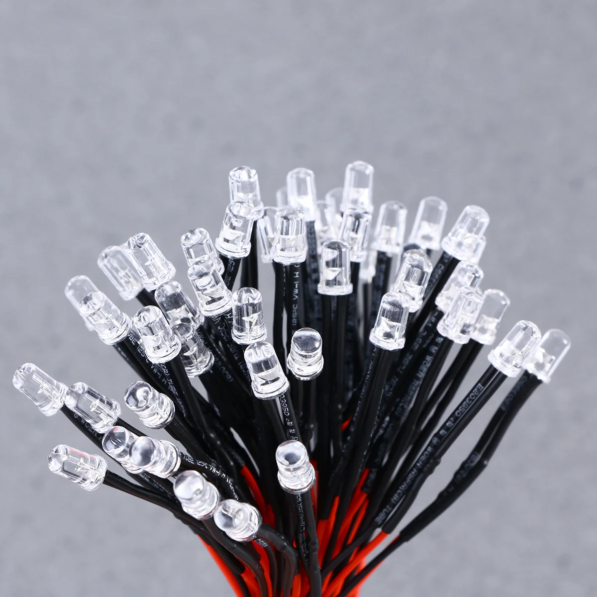 50Pcs LED Lights Pre-Wired 12V 5mm Round Lamp Beads White Emitting Diodes for Rc Cars Decoration Costume Design