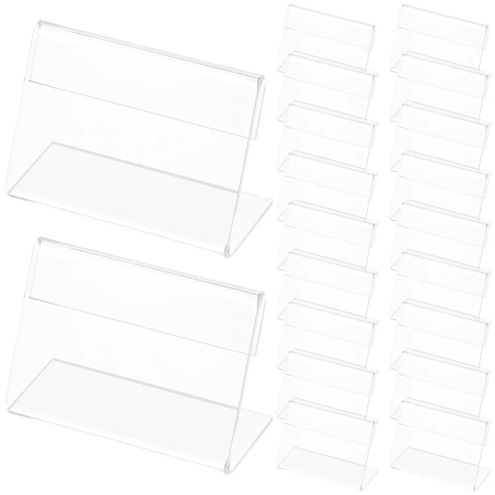 

25Pcs Small Acrylic Sign Holders Tabletop Transparent Display Stands Name Card Price Tag Holders for Restaurant Office