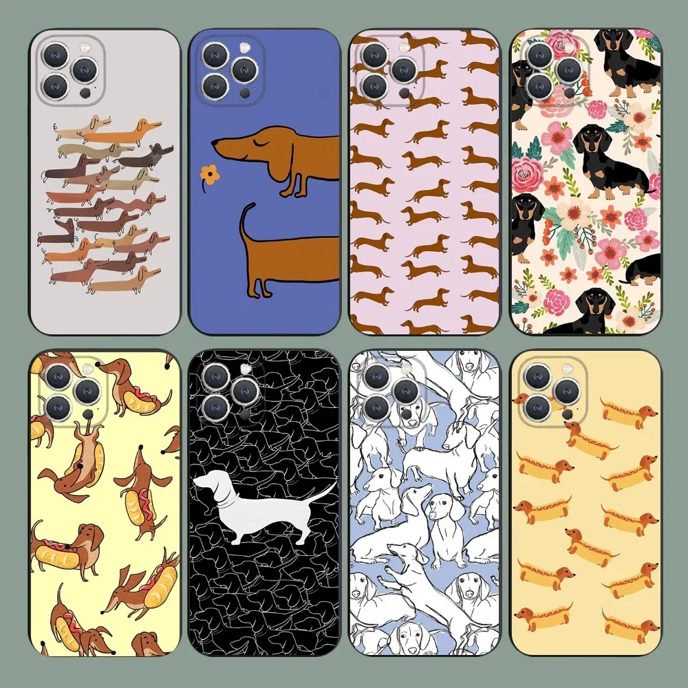 สุนัขพันธุ์ดัชชุนด์รักเคสโทรศัพท์สําหรับiPhone 15,14,13,12,11, Plus, Pro Max, XS, X, XR, SE, Mini, 8,7 ซิลิโคนอ่อนนุ่มปกสีดํา