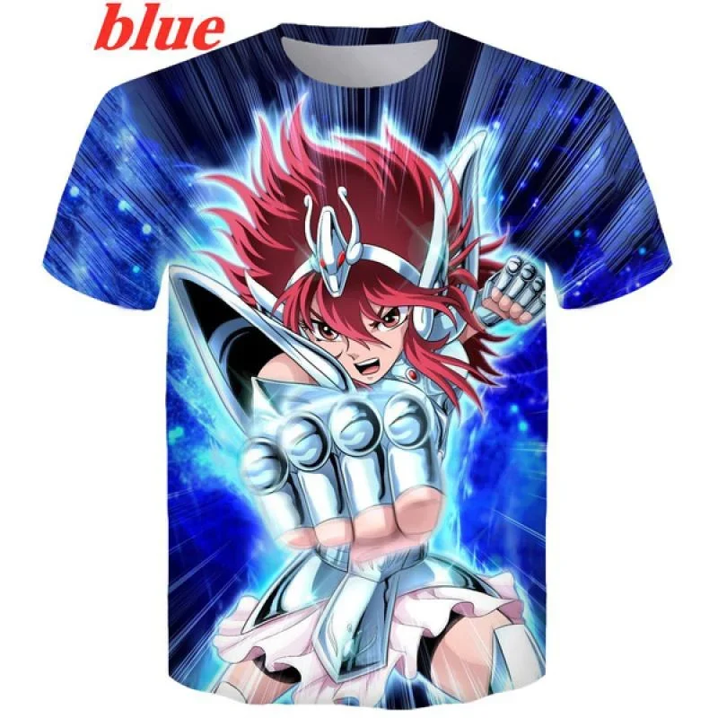 2024 Summer Men\'s and Womens\'s Casual Harajuku Short Sleeve New Fashion Anime Saint Seiya 3D Print T-shirt Tops Christmas