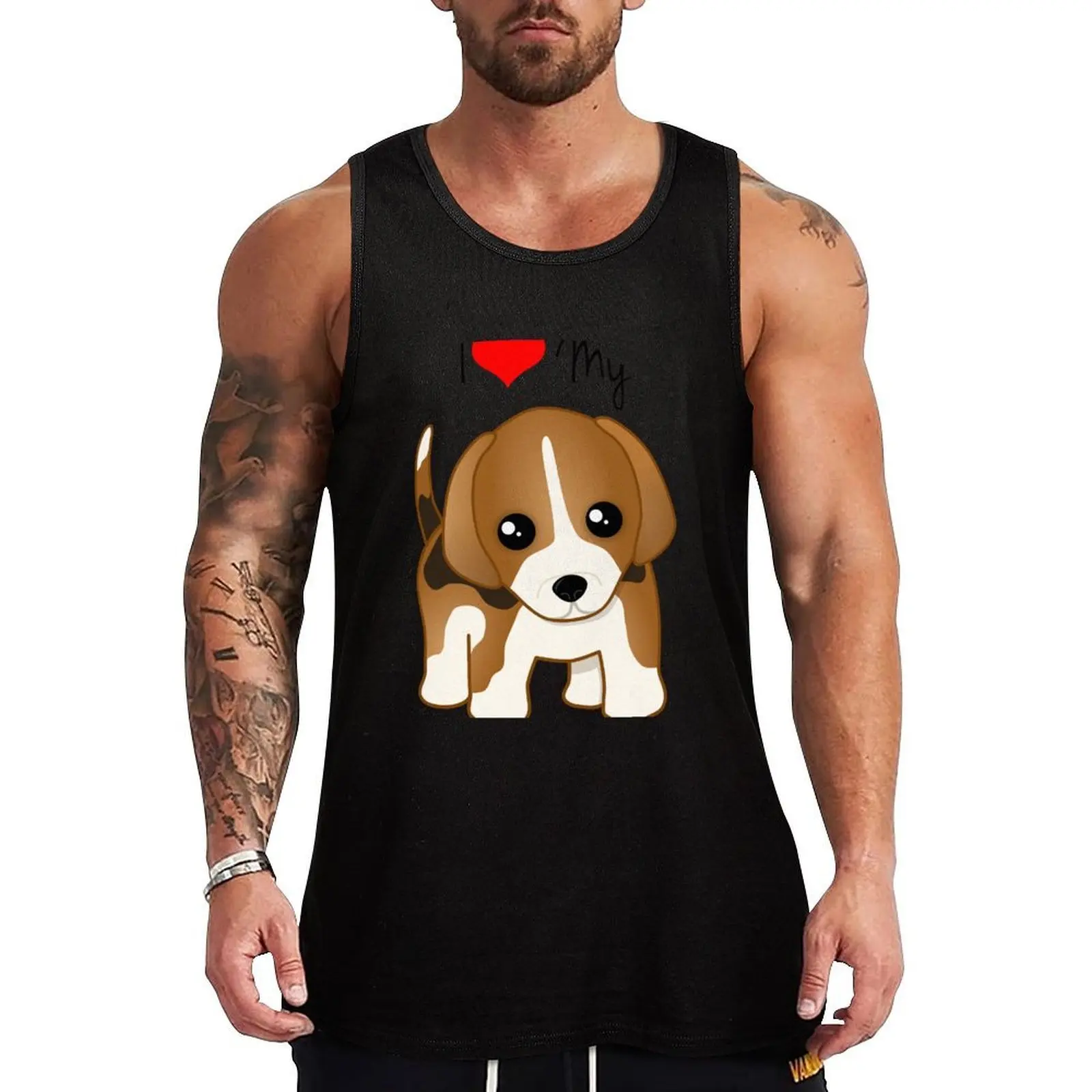 Cute Little Beagle Puppy Dog Tank Top Bodybuilding Tank Top Sleeveless Gym Fitness Shirt