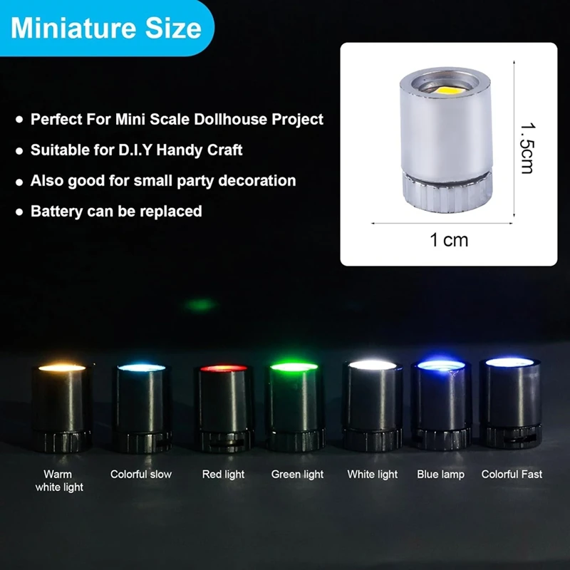 Miniluces en miniatura para casa de muñecas, 42 piezas, 7 colores, funciona con pilas, pequeñas luces Led para manualidades (coloridas)