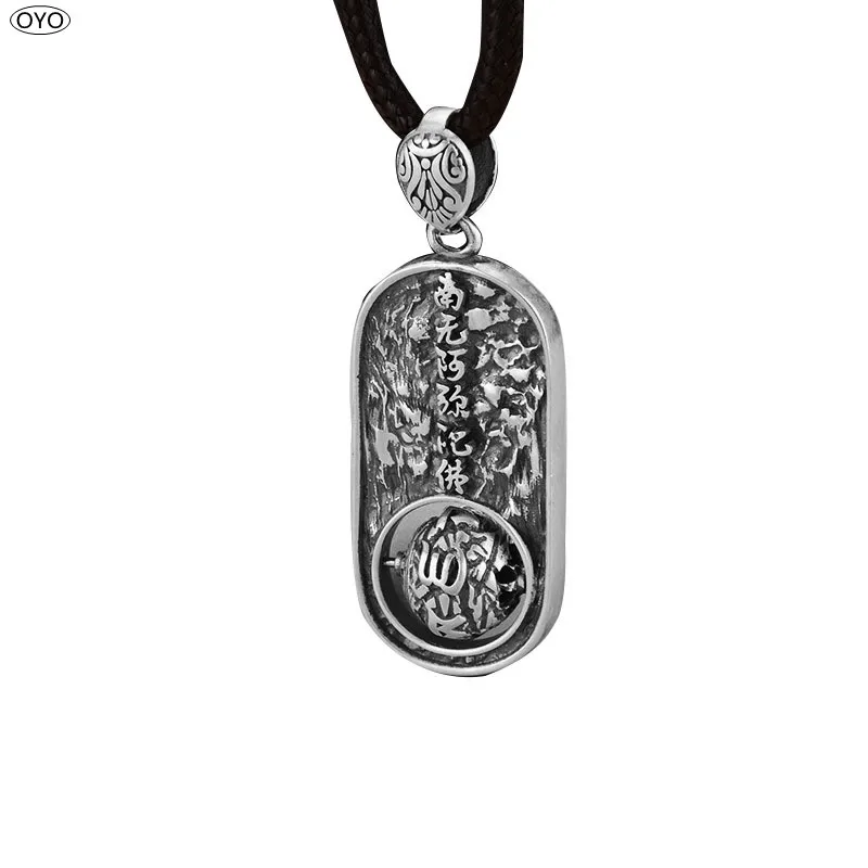 

100% 990 full silver Nanwu Amitabha Silver Pendant six character mantra Daming mantra rotatable Buddhist silver jewelry