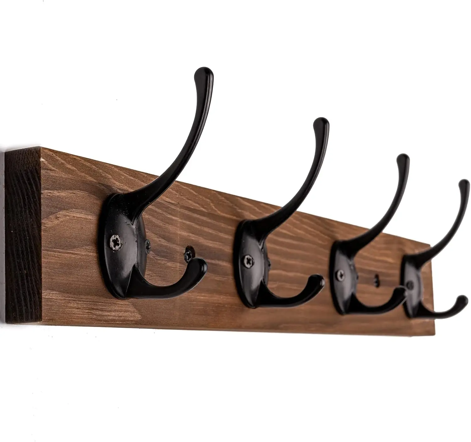 

Wooden Wall Mounted Coat Hooks with 4 Hooks for Entryway, Bathroom, Bedroom in Brown