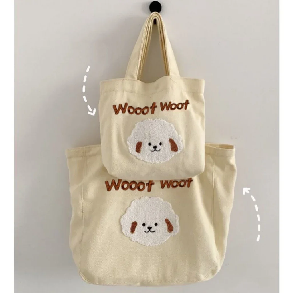

Canvas Shoulder Bag For Women Cartoon Printing Ladies Casual Handbag Tote Bag Large Capacity Cotton Reusable Shopping Beach Bag