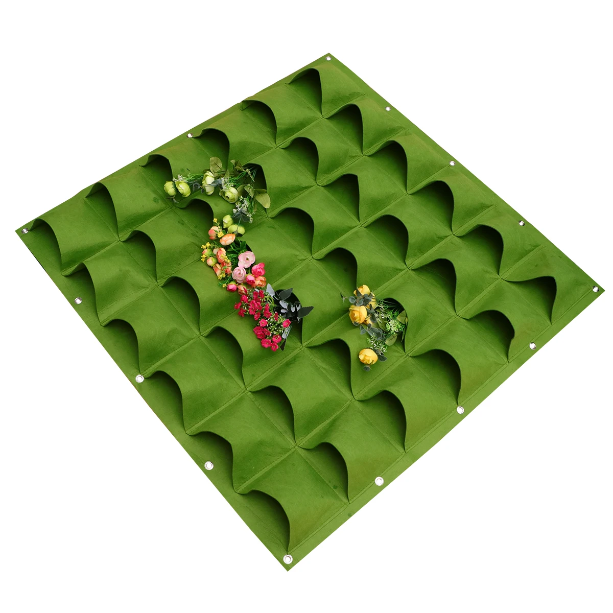 

12-Pocket Felt Hanging Planter Wall Vertical Plant Grow Bag Green 1mx1m Flat Bottom Plant Container Nursery Bag