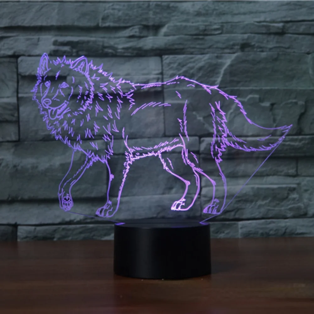 Nighdn Wolf 3D Lamp Led Night Light for Home Room Decor 7 Colors Touch USB Table Lamp Birthday Christmas Gift for Kids Men