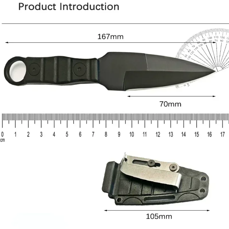 Nieuw zakmes Outdoor klein recht mes, mes + K-schede, overlevingsmes met hoge hardheid, camping EDC-gereedschap draagbaar