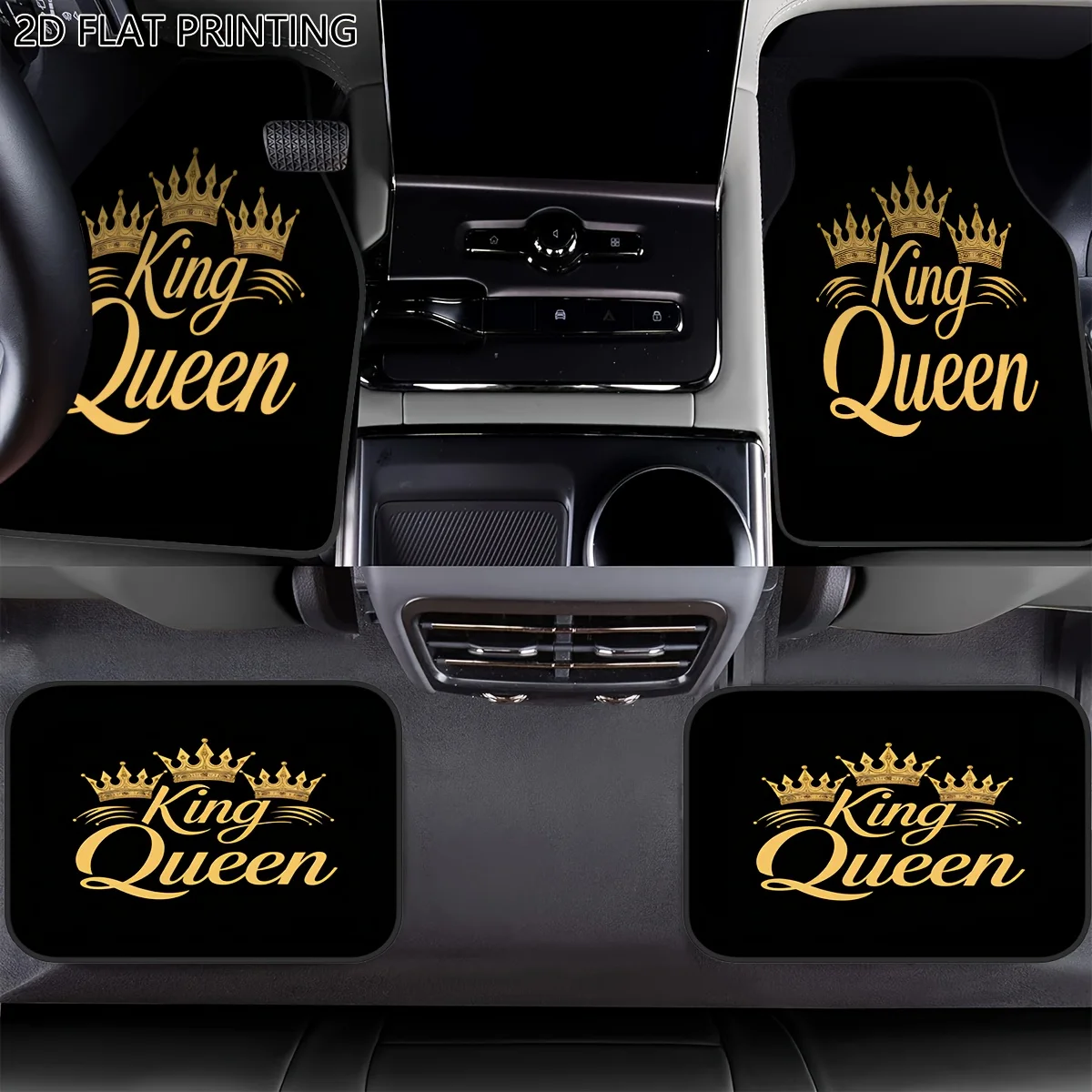 Deluxe Car Floor Mats Available In 2pcs Or 4pcs Sets For Kings And Queens, Featuring A Non-Slip Design Suitable For All Weather