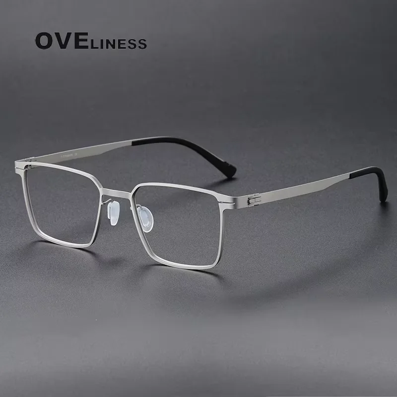 

Pure Titanium Glasses Frame Men Women Retro square Eyeglasses frames New Brand Design Eyewear Screwless spectacles