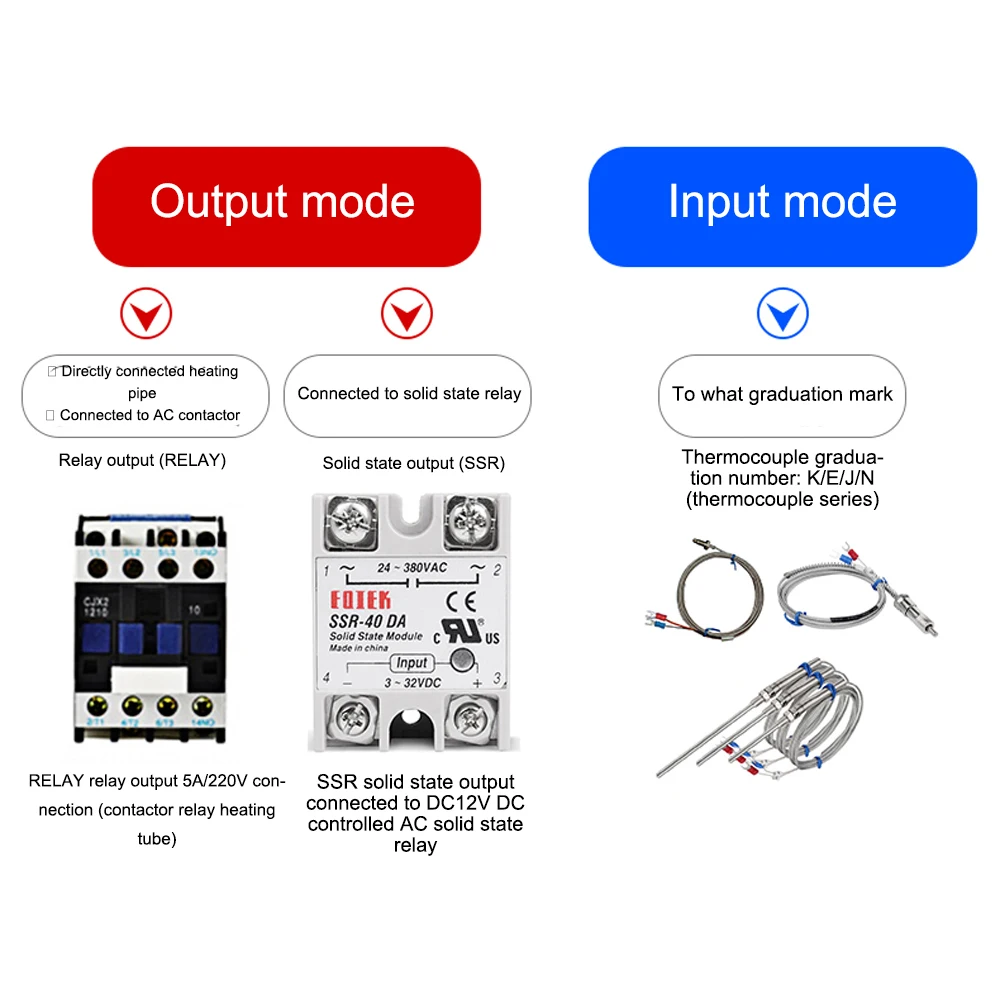 Digital display PID Temperature Controller Output 12V DC For External SSR Thermostat KJEN 4 inputs Relay solid state dual output