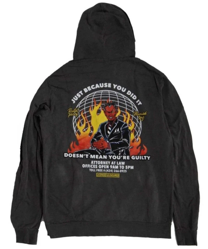 

2025 Autumn and Winter Men's Hoodie Guilty Sins Hoodie Pigment Dye Black Unisex High-end Luxury Is for Both Men and Women Top
