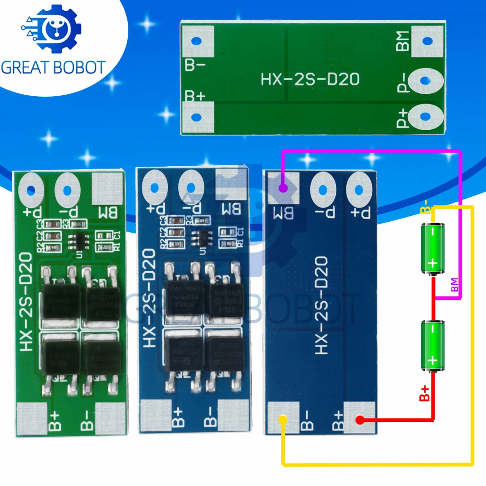 2S 18650 Battery Protection Board 7.4V 8.4V 13A Working 20A Current‑Limiting DIY Module