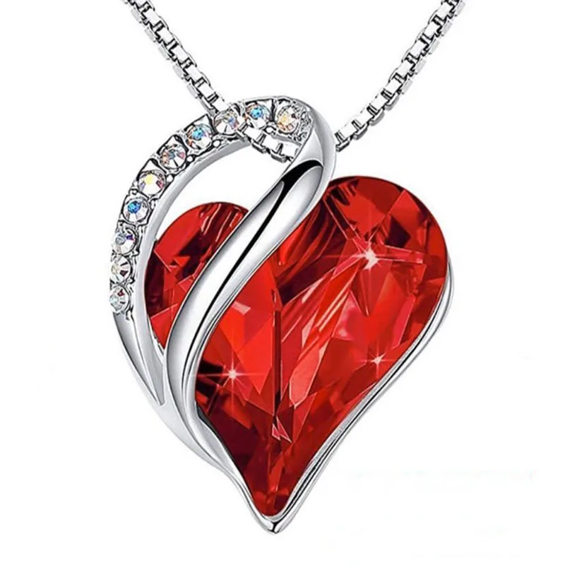 Fashion Ocean Heart Necklace For Women Zircon Multicolor Necklace For Casual Party Stainless Steel Jewelry Free Shipping Items