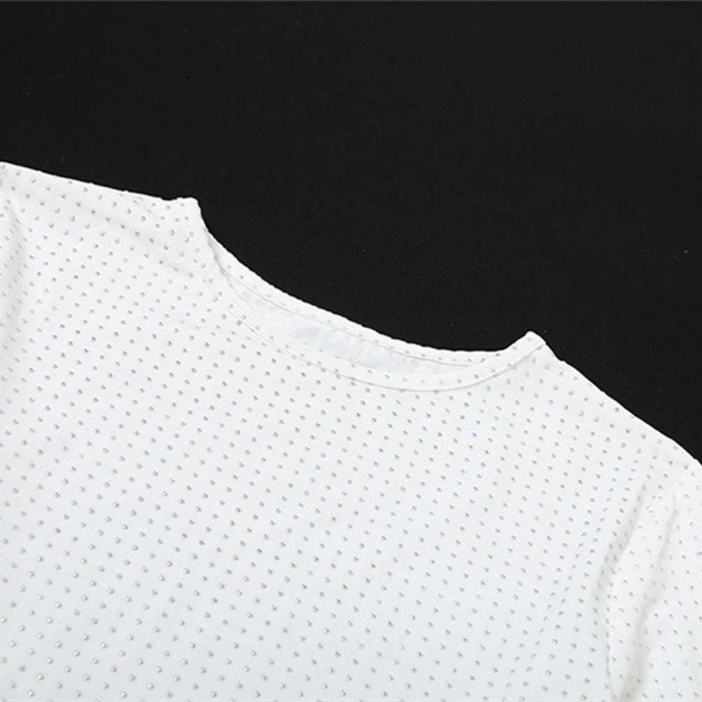 العلامة التجارية الجديدة النساء قمم جميع المواسم عارضة طاقم الرقبة الساخن الماس البوليستر مثير تصميم أنيق تنوعا نمط يوميا