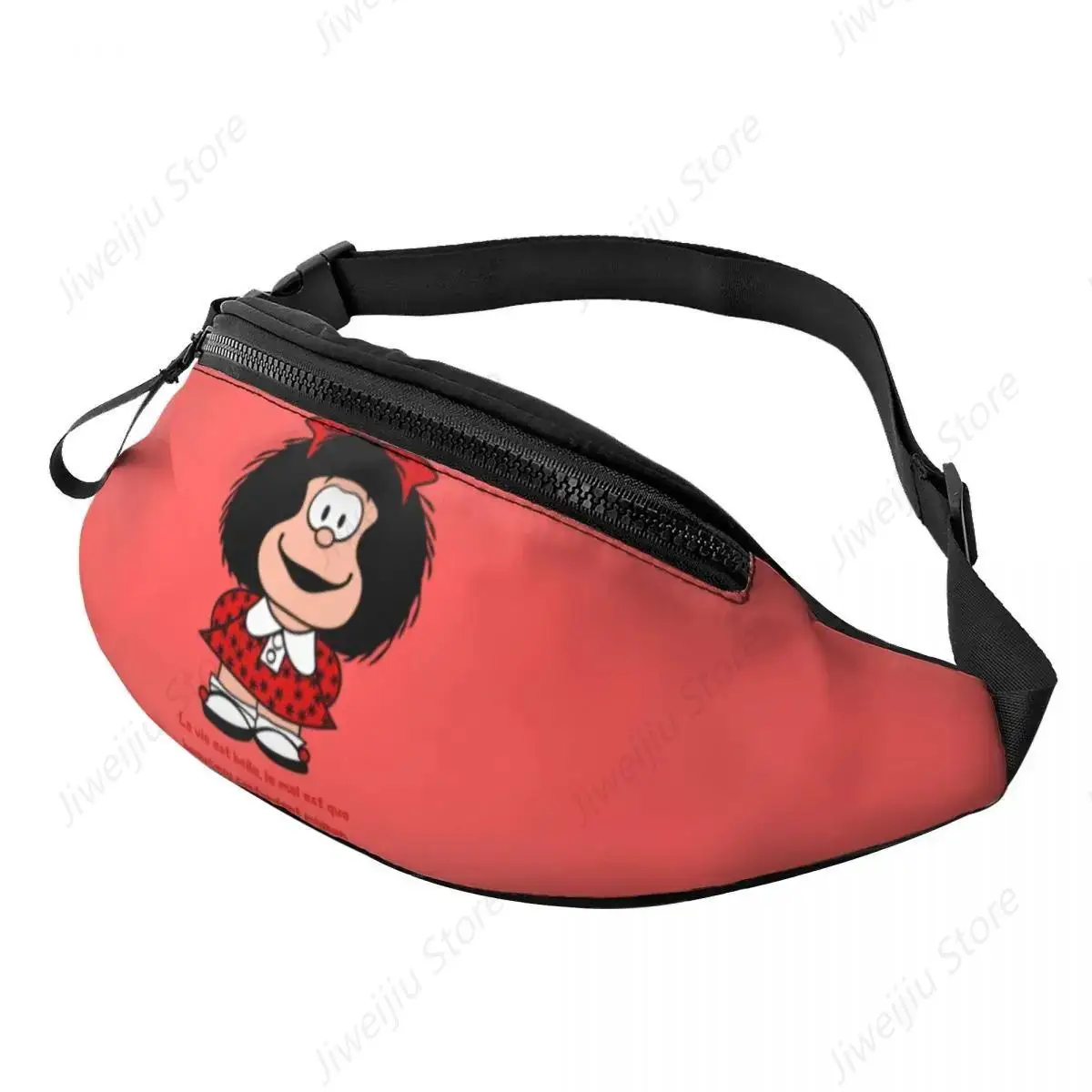 Kawaii Mafalda Fanny Pack Men Women Casual Quino Argentina Cartoon Crossbody Waist Bag for Camping Biking Phone Money Pouch