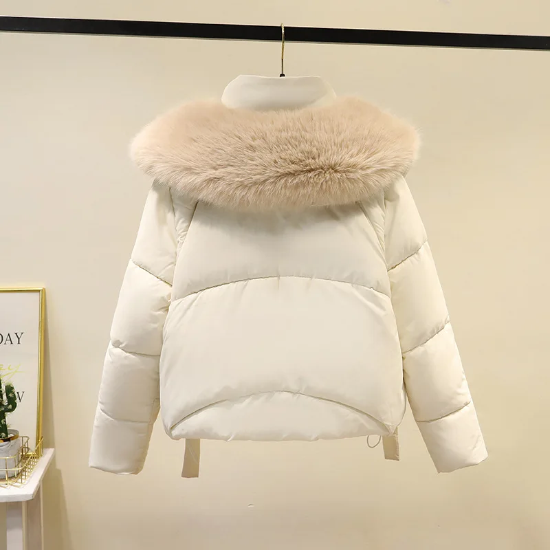 ダウン綿入りジャケット 2025 秋冬新ファッション西洋スタイル厚い韓国ショートルーズ毛皮の襟綿入りジャケット