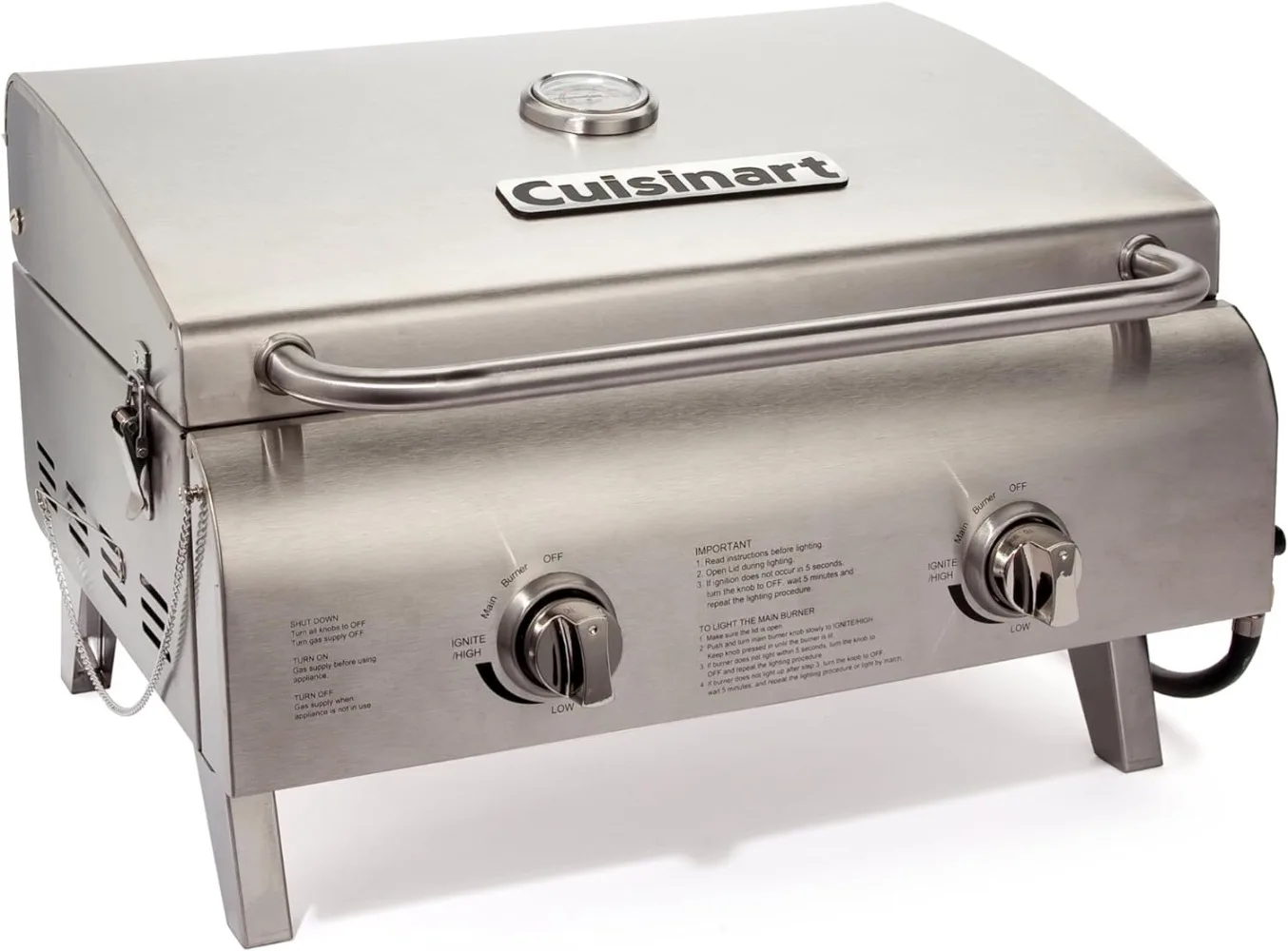 CGG-306 Chef's Style Portable Propane Tabletop 20,000, Professional Gas Grill, Two 10,000 BTU Burners, Stainless Steel