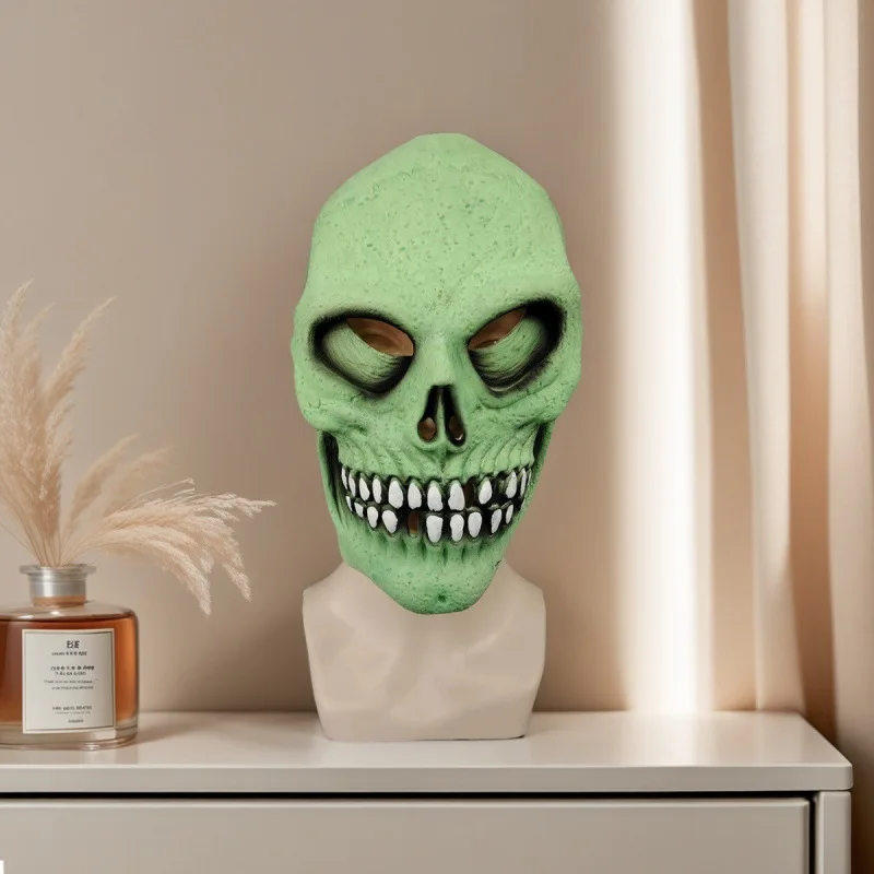 Horror Face Skeleton Mask Adult Demon Evil Zombie Glow The Dark Ghost Costume Scary Halloween Prop Green Skull Man Masks