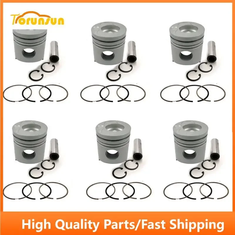 

New 6 Sets STD Piston Kit With Ring ME151416 Fit For Mitsubishi 6D24 Engine 130MM