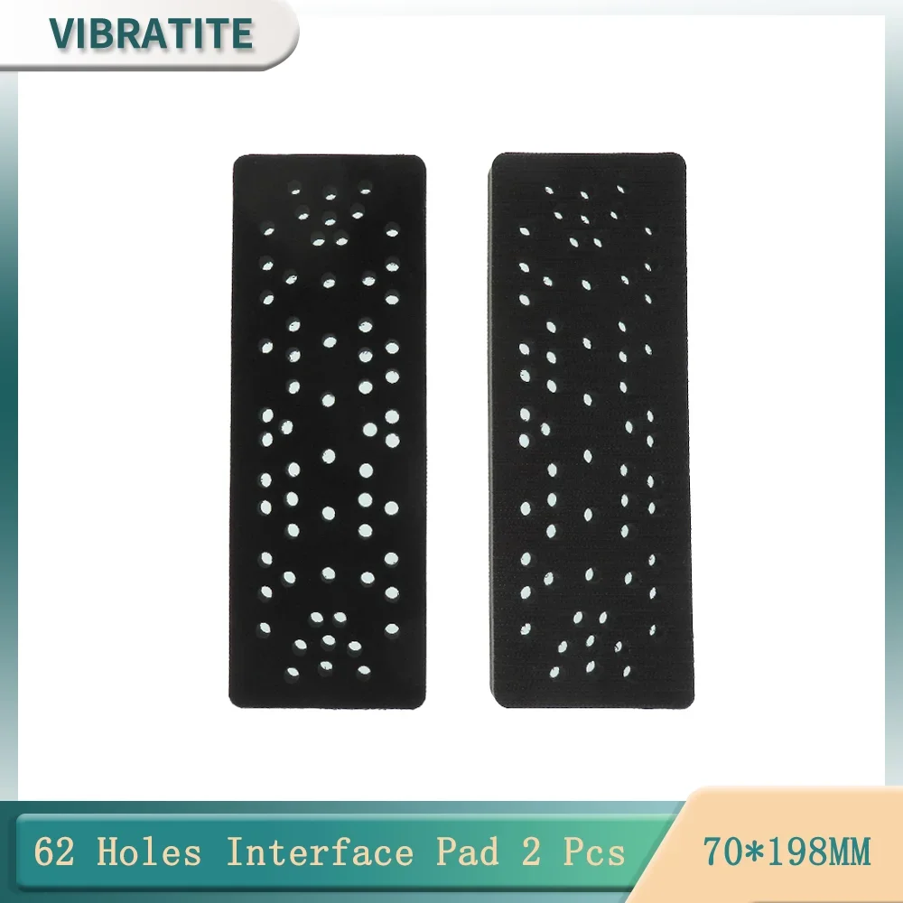 

70*198 MM Hook and Loop Sanding Interface Pad 2 Pcs 62 Holes Thickness 10MM for Protective Polishing Machine and Sander