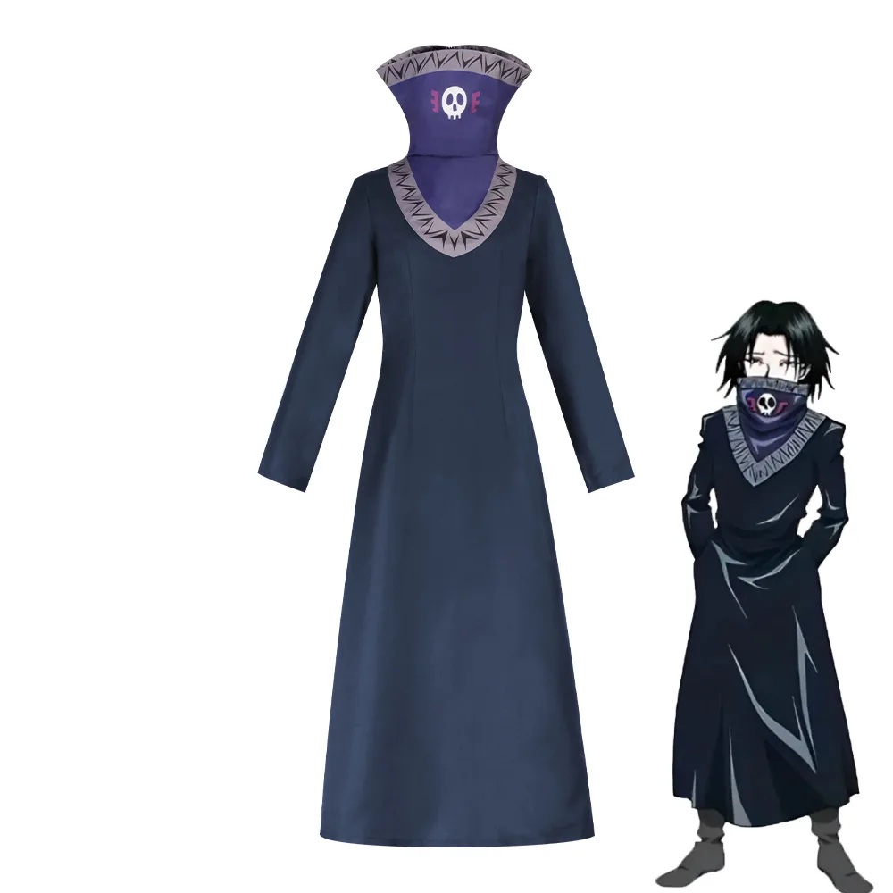 Disfraz de Cosplay Hunter Feitan, Túnica de Cuello Alto Calavera de la Brigada Fantasma Feitan Portor, Traje de Anime Unisex para Halloween Carnaval