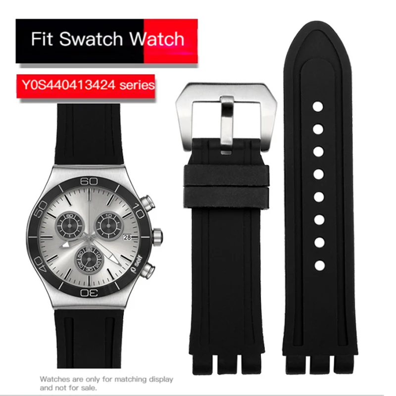 

23mm High Quality Silicone Strap Substitute for Swatch YOS440 413 424 Silicone Rubber Watchband Convex Interface men's Bracelet