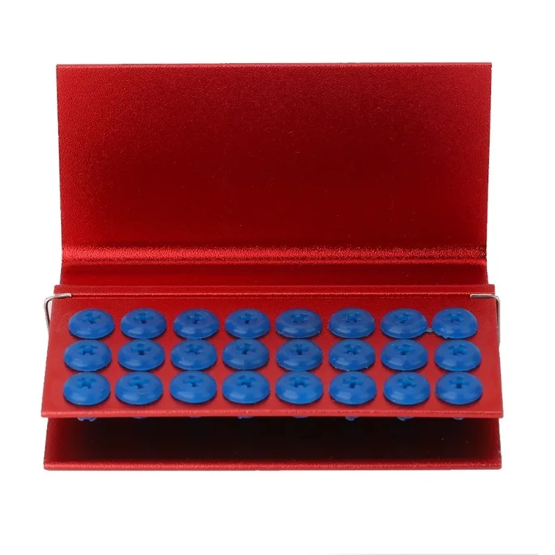 Aluminium Alloy 24 Holes Dental Disinfection Box With Silicone Pads High-speed Needle Burs Holder Autoclavable Dentist Materials