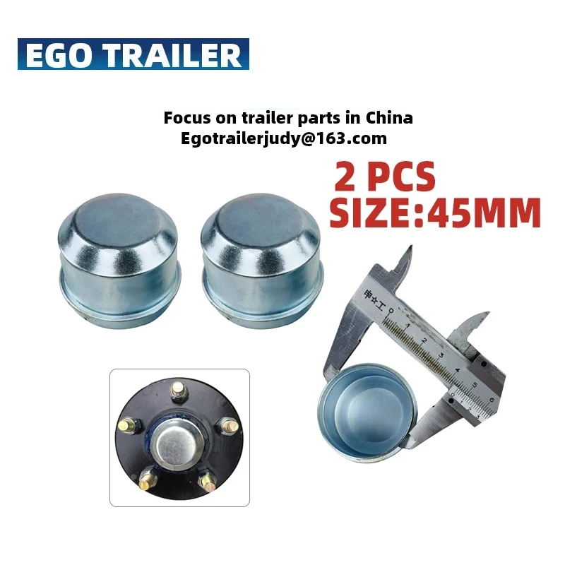 EgoTrailer  2pcs Replacement 45mm Metal Dust Cap Wheel Hub Trailer Bearing Dust Grease Cover