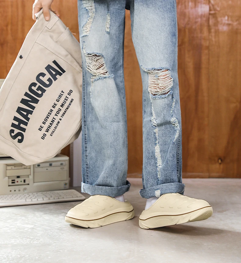Herren- und Damen-Baumwollhausschuhe für Herbst und Winter, Geeignet für Innen- und Außenbereich, mit Zusatzfleece, Verdickt für W – Detail 4