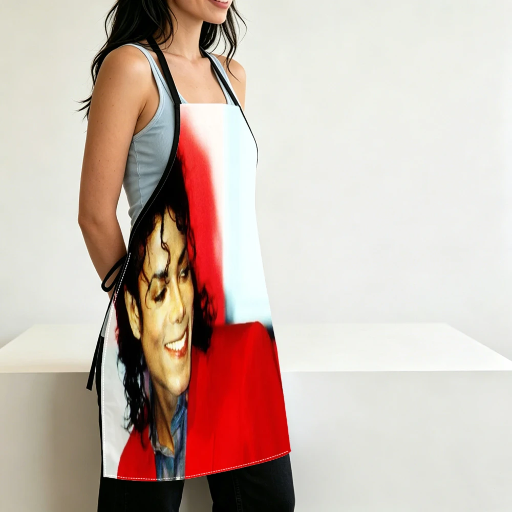 Fashion Style Apron Michael Jackson Portrait Print Kitchen Aprons Cooking Baking Protection Adjustable Bibs