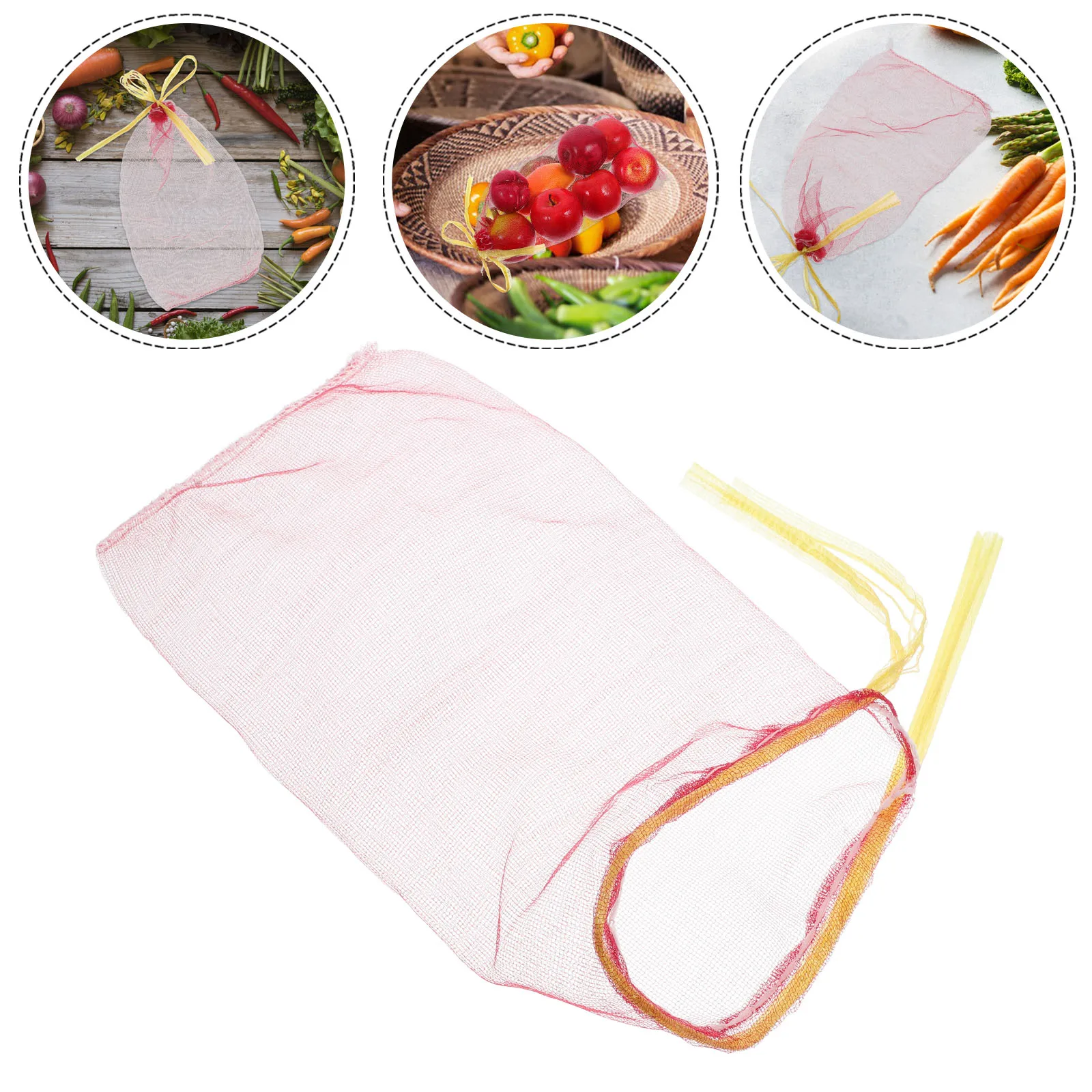 

50Pcs Mesh Net Bags Reusable Vegetable Storage Portable Drawstring Produce and Fruit Storage Bags for Home and Commercial Use