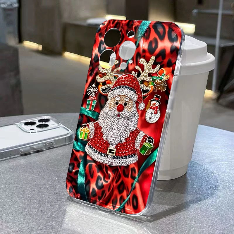 Christmas Theme Santa Claus and Tree Pattern Phone Case for Xiaomi Poco F7 X7 X6 X5 X3 F5 F6 M6 Pro 4G 5G Soft Clear Back Cover