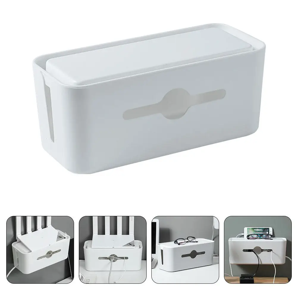 1Pcs Cable Patch Board Box White ABS Rounded Corners Wire Storage Box Network Cable Organizer Power Strip Cover