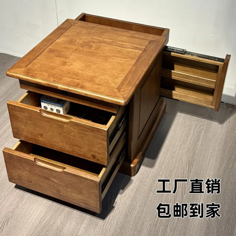 Double hidden compartment all-solid wood bedside table, large-capacity invisible storage, environmentally friendly